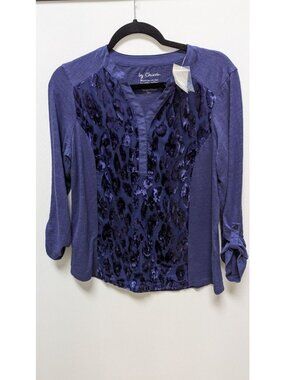 by Chico's Purple Plumage Becky Burnout Velvet Blouse